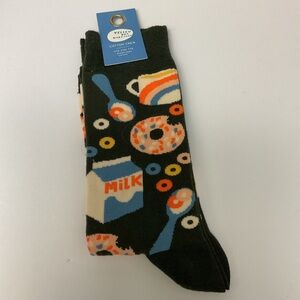 YELLOW OWL WORKSHOP MENS NOVELTY SOCKS BREAKFAST OS NWT